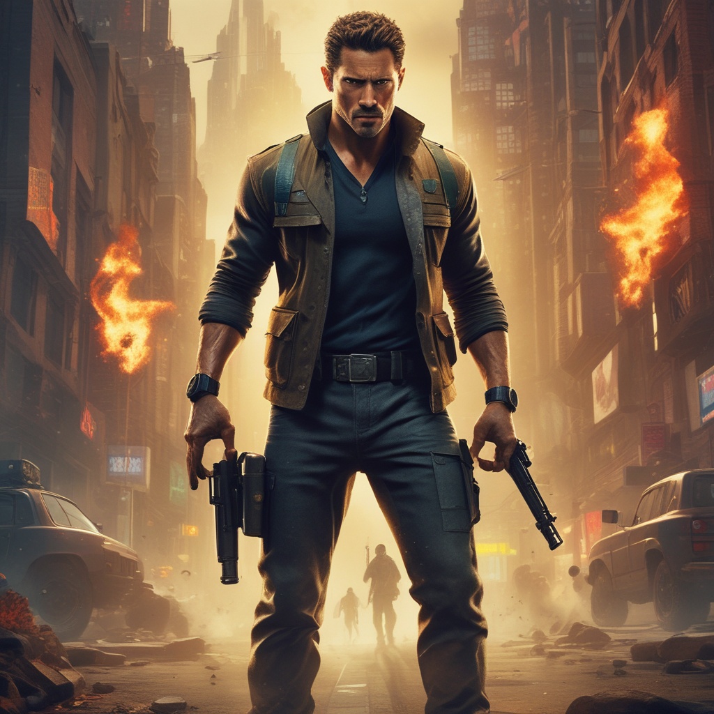 Exciting movie poster showcasing the main character in action